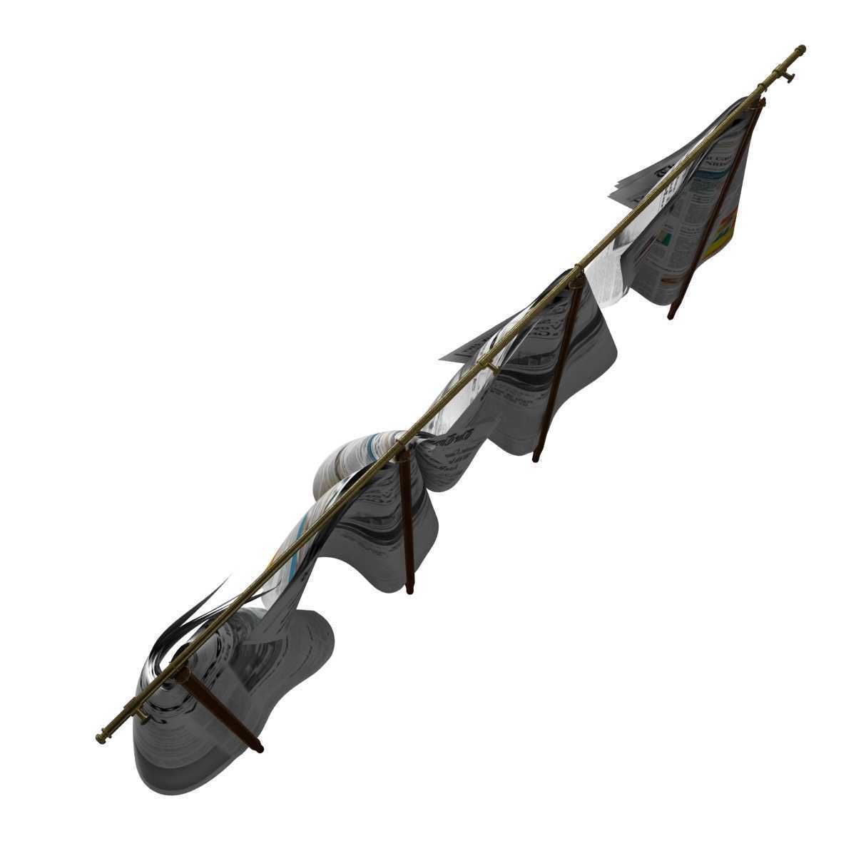 Newspapers hanging on the rail 3D model_6