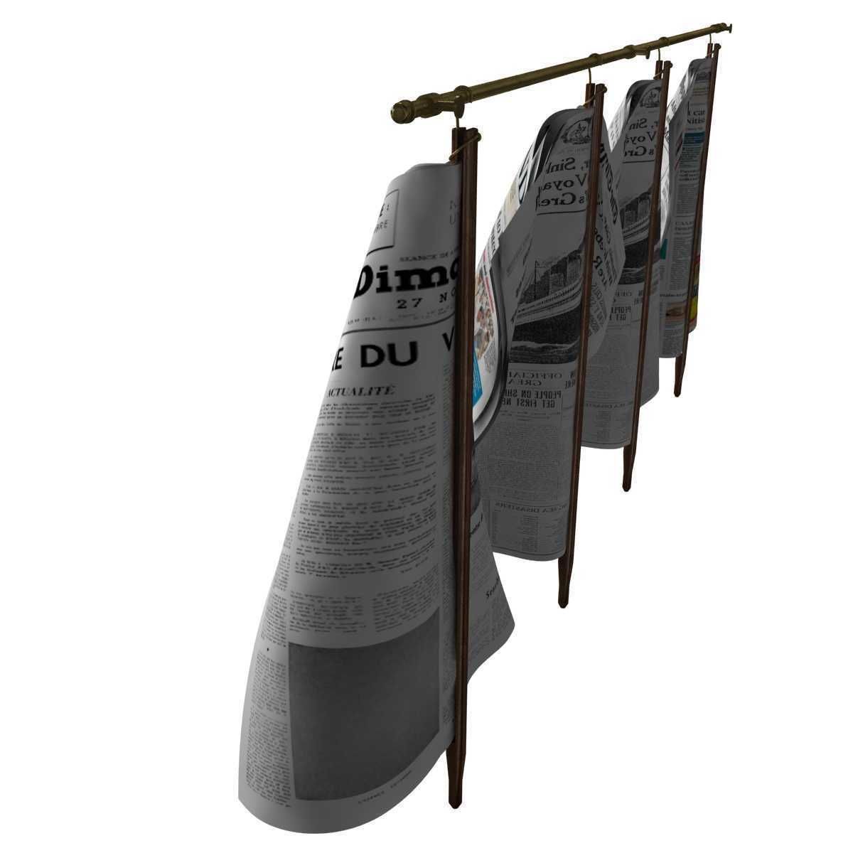 Newspapers hanging on the rail 3D model_5