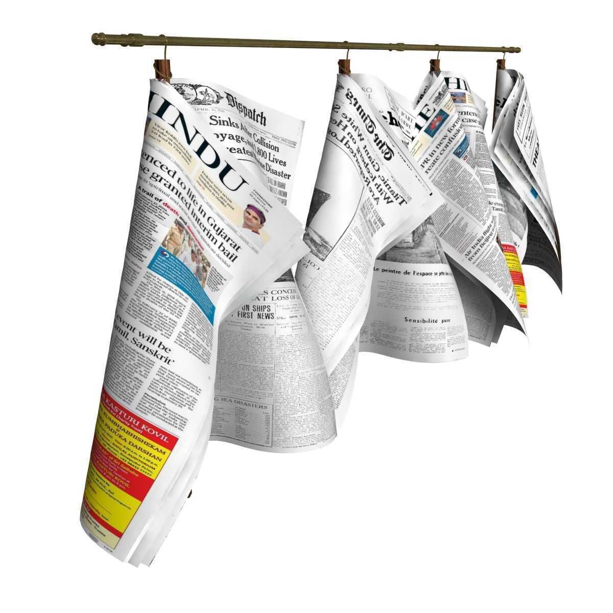 Newspapers hanging on the rail 3D model_2
