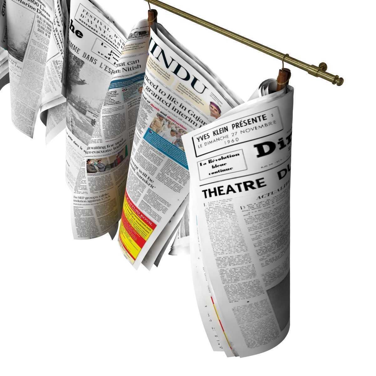 Newspapers hanging on the rail 3D model_4