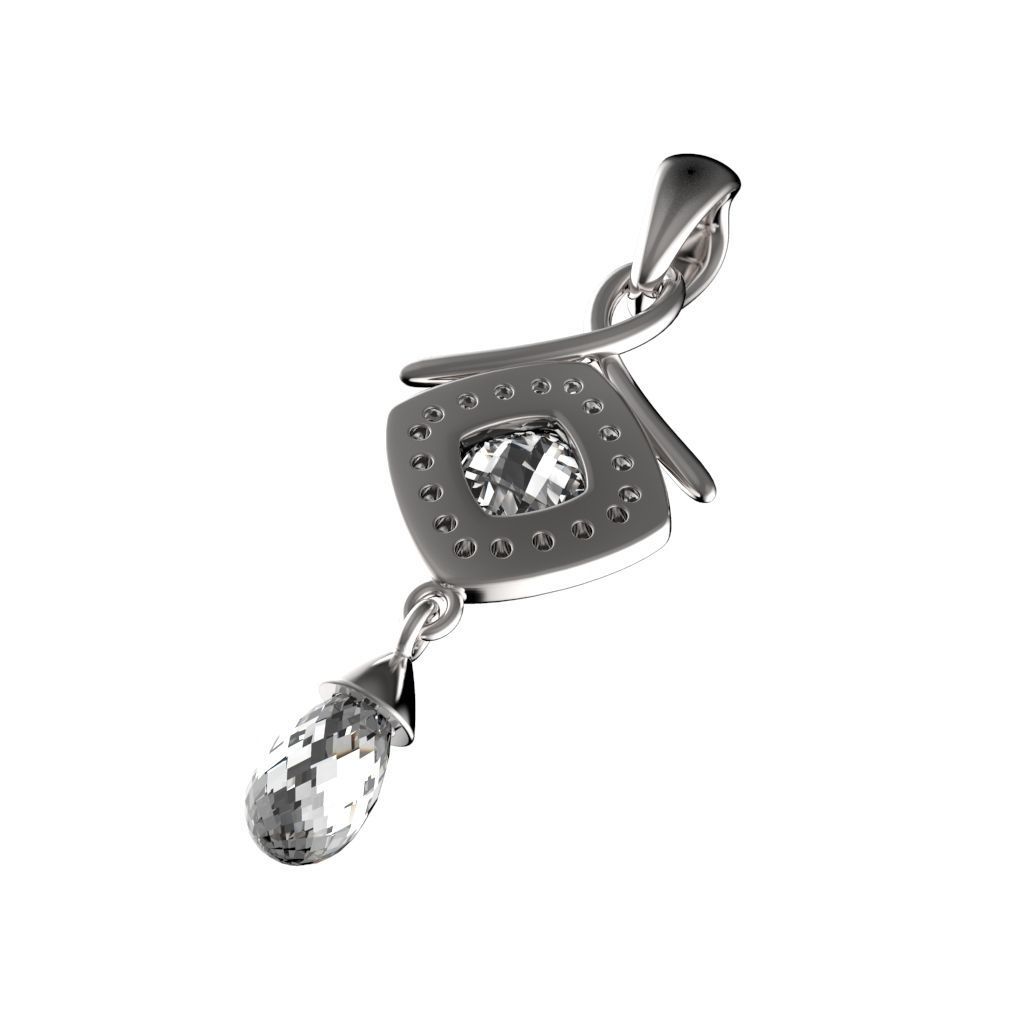 Crystal Square pendant 3D print model_5