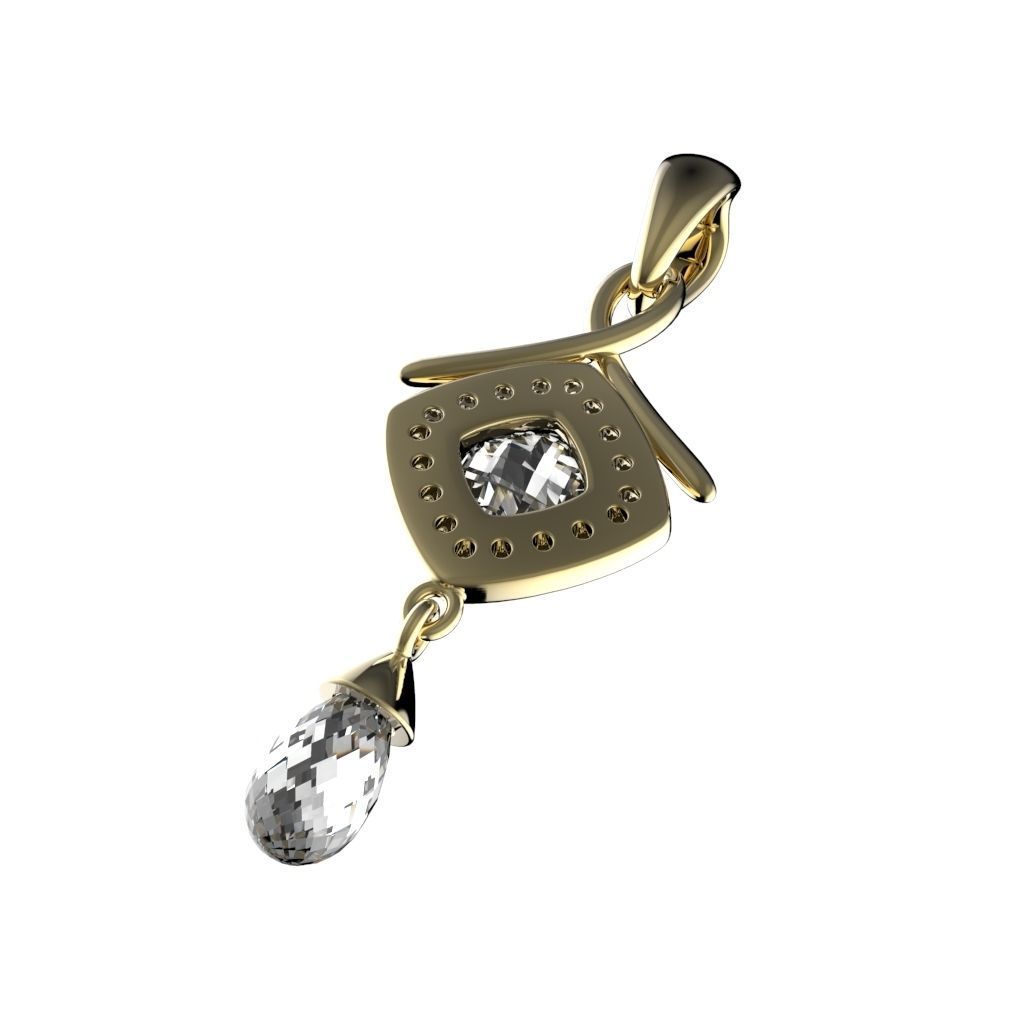 Crystal Square pendant 3D print model_4