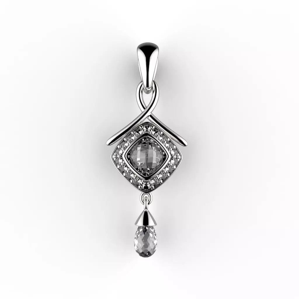 Crystal Square pendant 3D print model_0