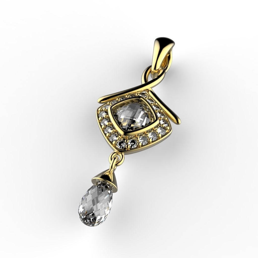 Crystal Square pendant 3D print model_3