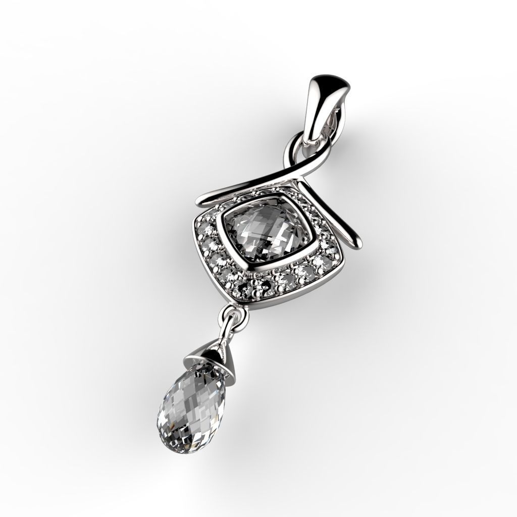 Crystal Square pendant 3D print model_2
