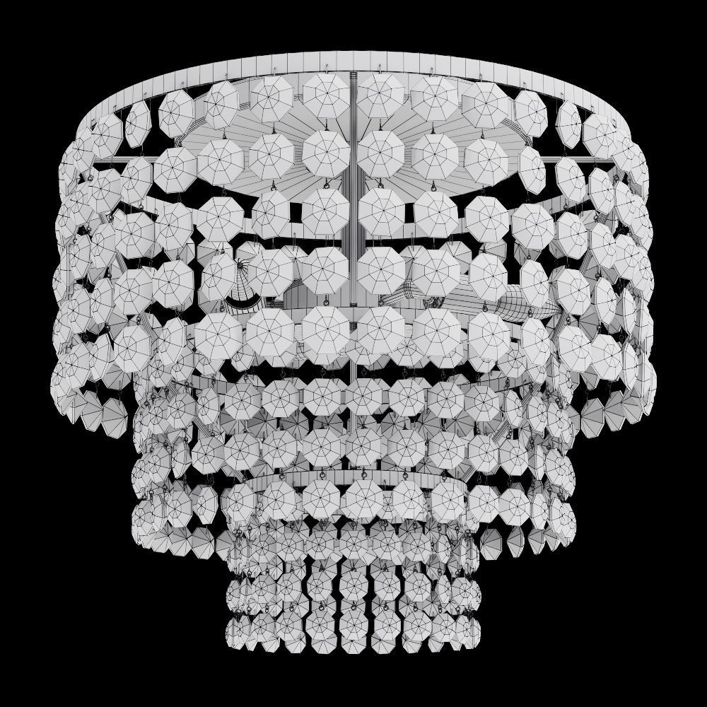 Restoration Hardware SOHO CRYSTAL LARGE FLUSHMOUNT Brass 3D model_1