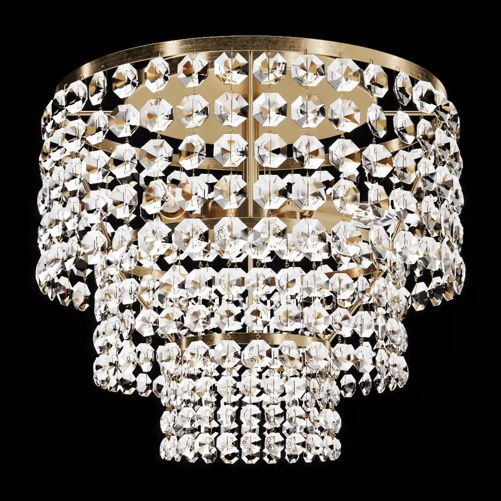 Restoration Hardware SOHO CRYSTAL LARGE FLUSHMOUNT Brass 3D model_0