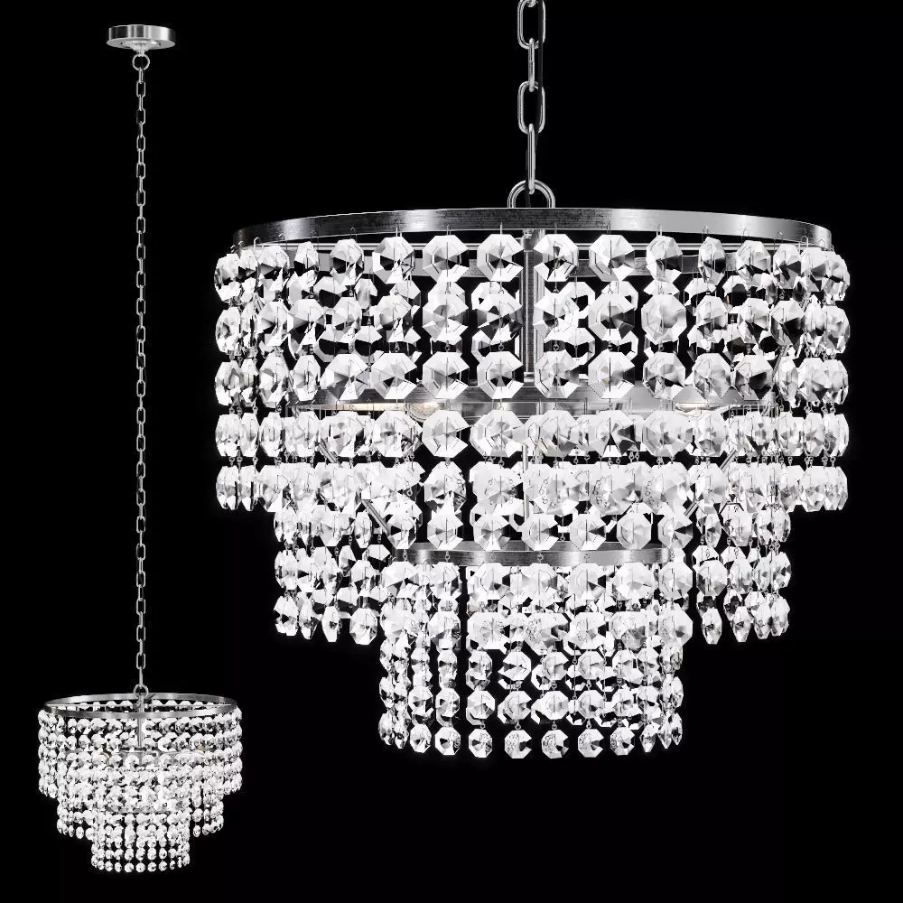 Restoration Hardware SOHO CRYSTAL LARGE PENDANT Silver 3D model_0