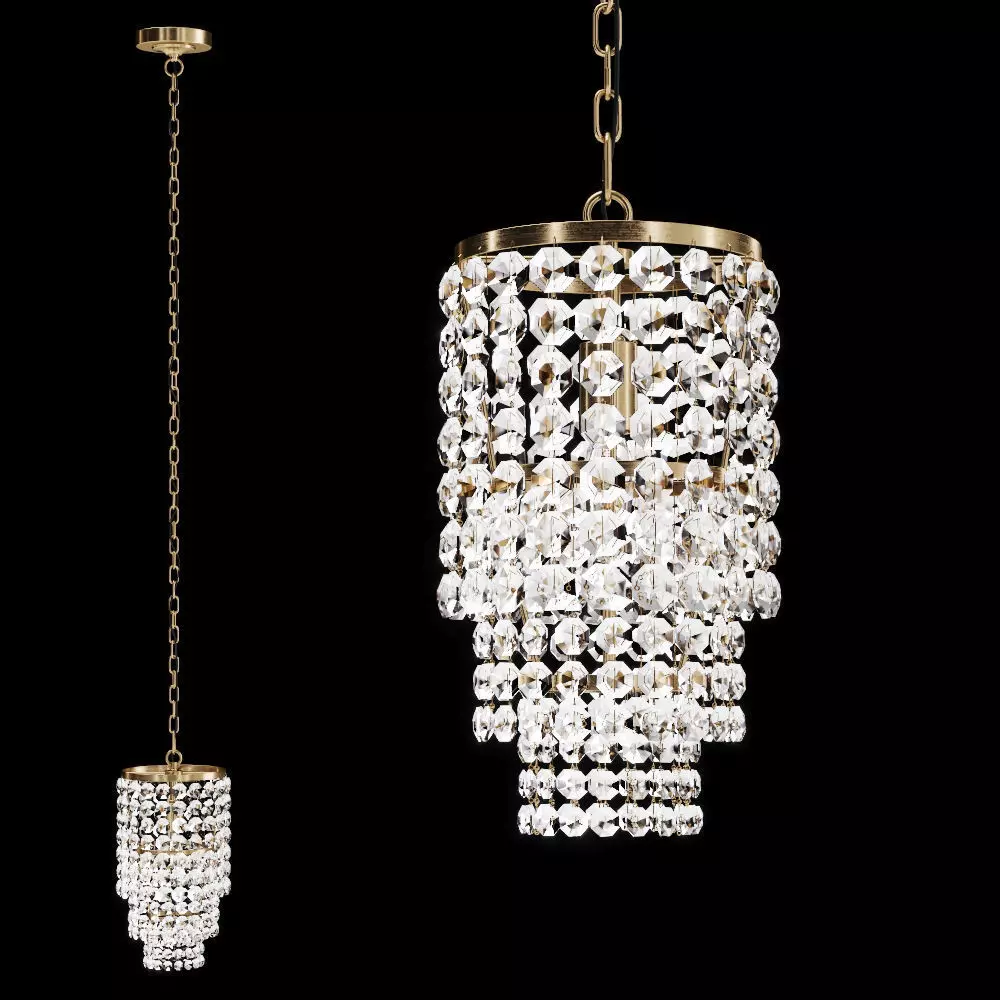 Restoration Hardware SOHO CRYSTAL ACCENT PENDANT Brass 3D model_0