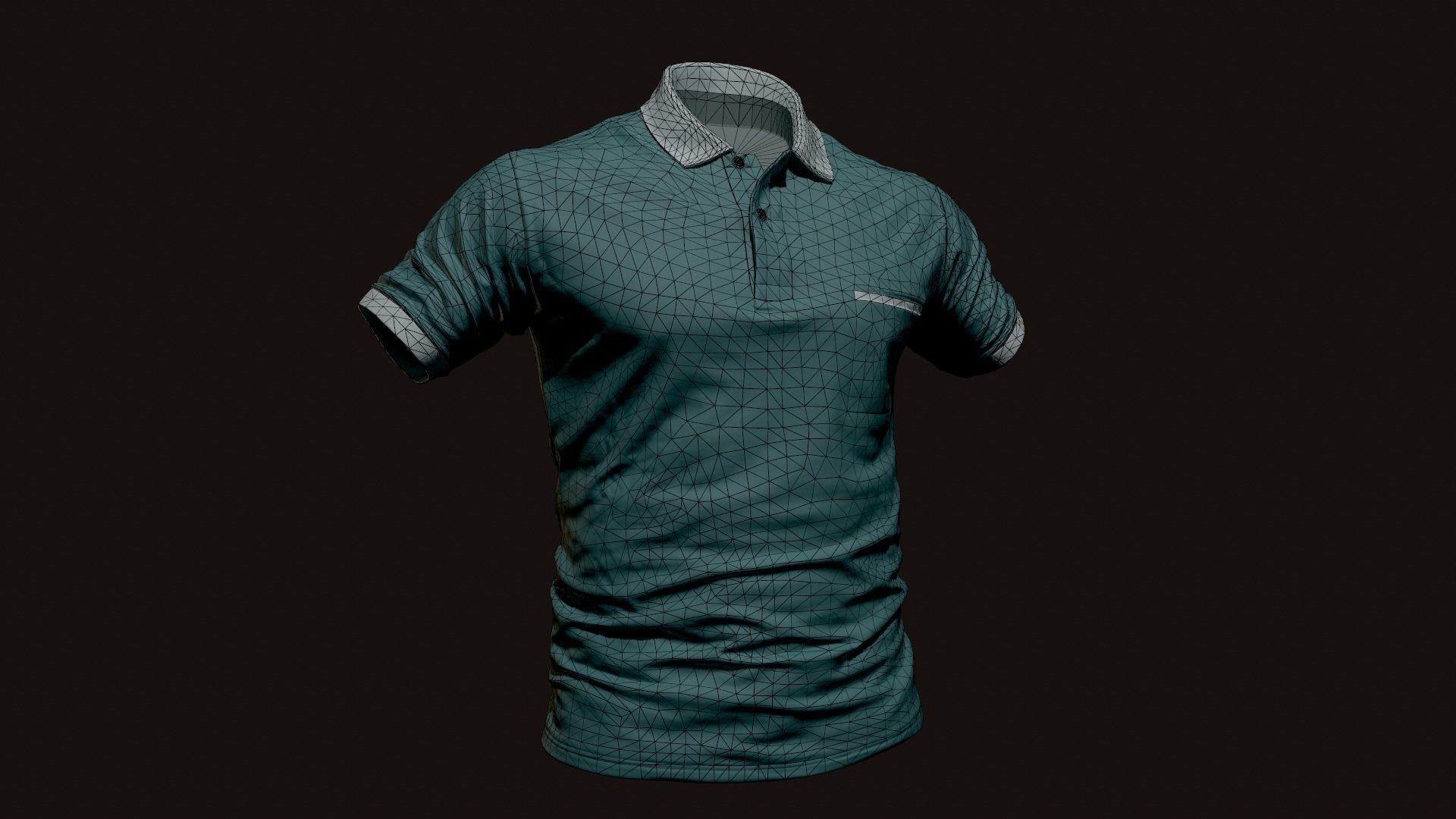 Polo shirt Low-poly 3D model_5