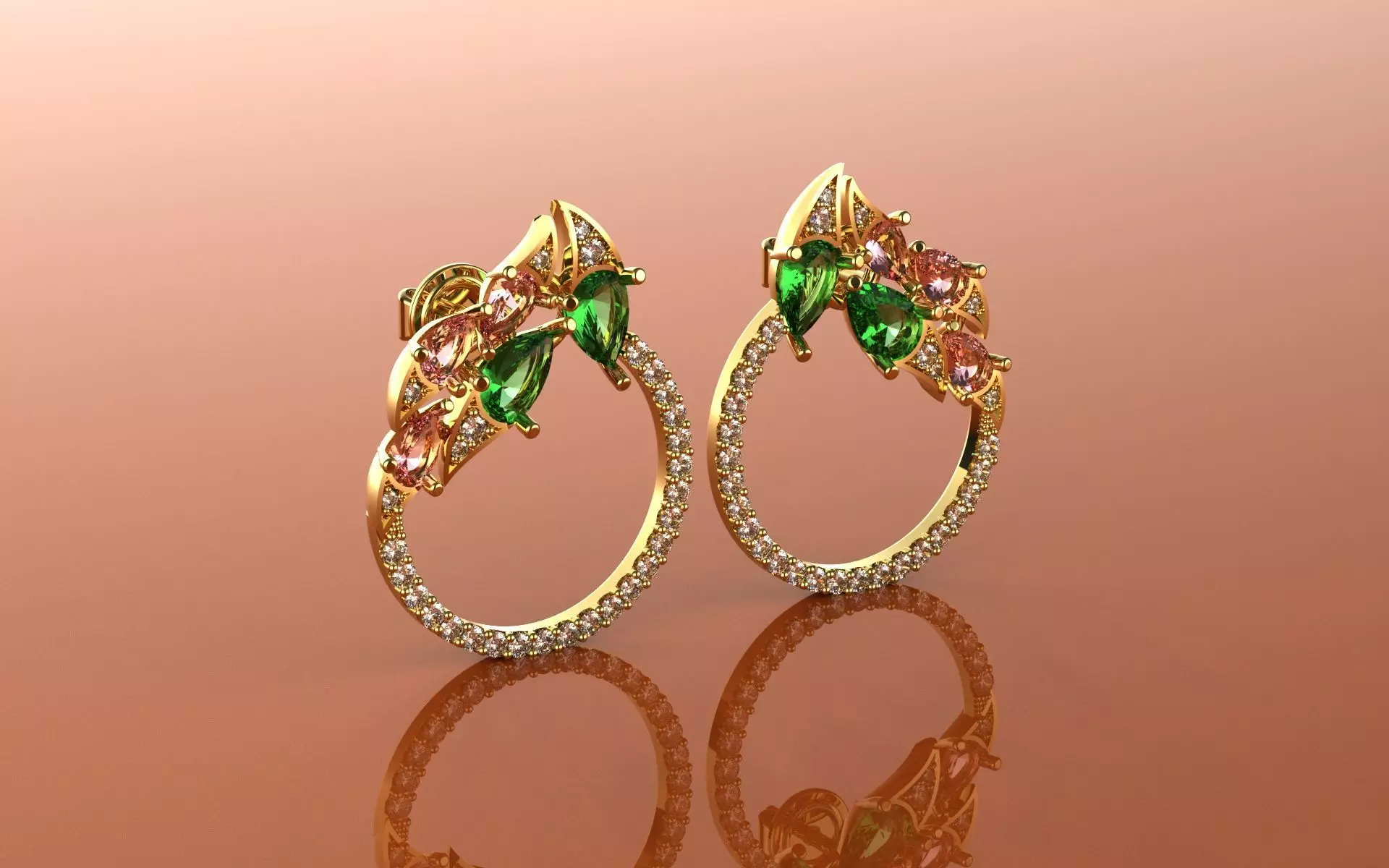 Earrings Bow Exotic Flowers - Jewelry 3D - BR-16 3D print model