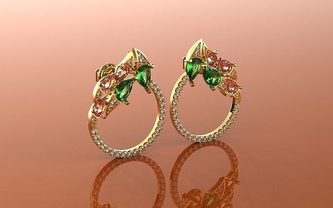 Earrings Bow Exotic Flowers - Jewelry 3D - BR-16 3D print model