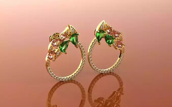 Earrings Bow Exotic Flowers - Jewelry 3D - BR-16 3D print model