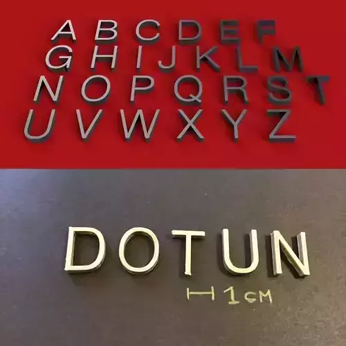 DOTUN  Font uppercase and lowercase 3D Letters STL FILE 3D print model
