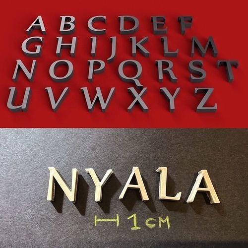 NYALA  Font uppercase and lowercase 3D Letters STL FILE 3D print model
