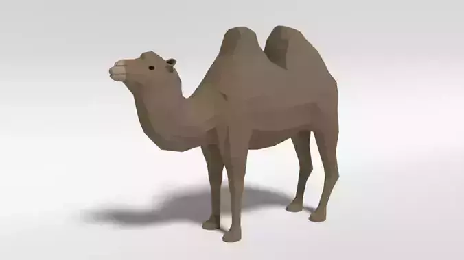 Low Poly Cartoon Bactrian Camel  Low-poly 3D model