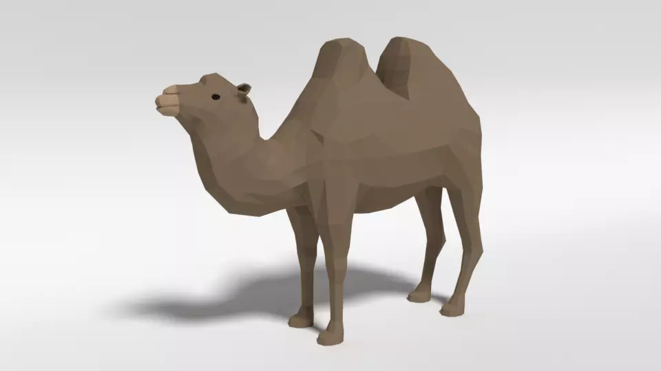 Low Poly Cartoon Bactrian Camel Low-poly 3D model
