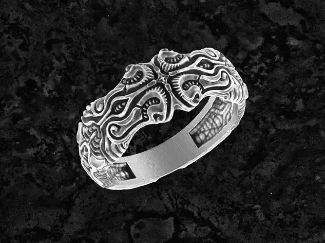 150-ring silver ring with intricate design