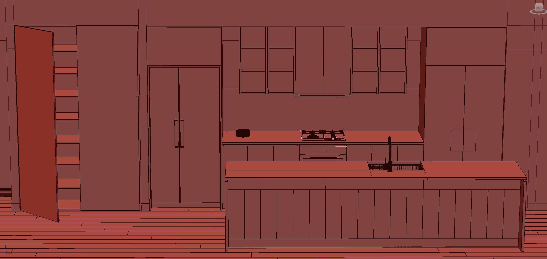 White Modern kitchen 3D model_4