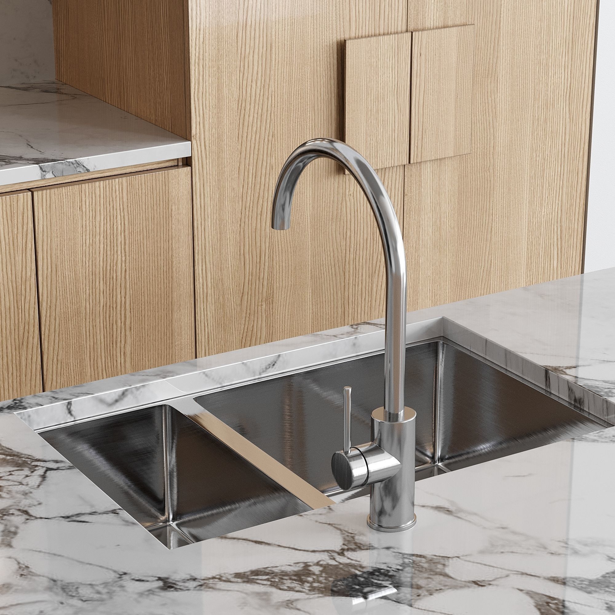 White Modern kitchen 3D model_3