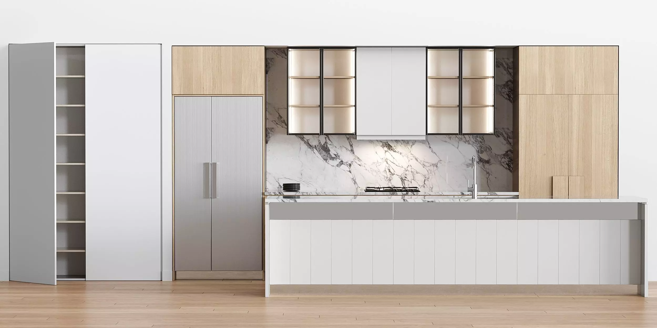 White Modern kitchen 3D model_0