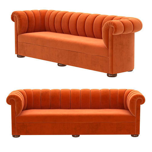 Custom made orange velvet sofa 3D model