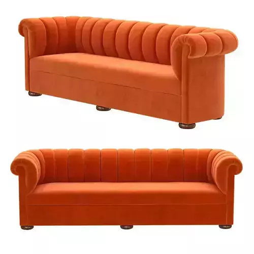 Custom made orange velvet sofa