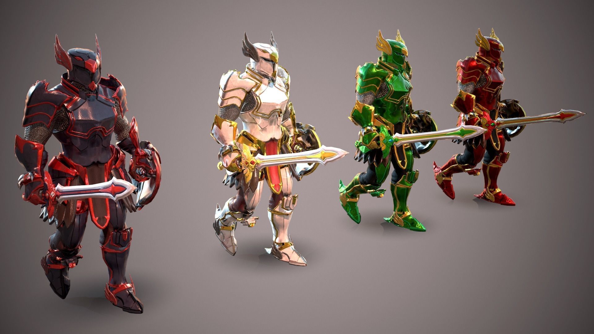 Medieval Paladin Pack Low-poly 3D model_4
