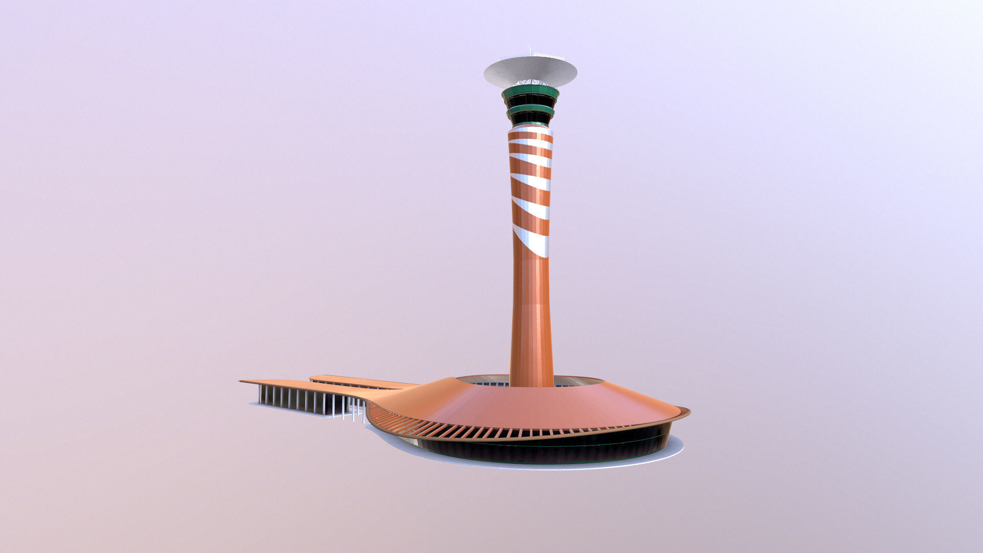 King Abdulaziz Airport Control Tower Low-poly 3D model_2