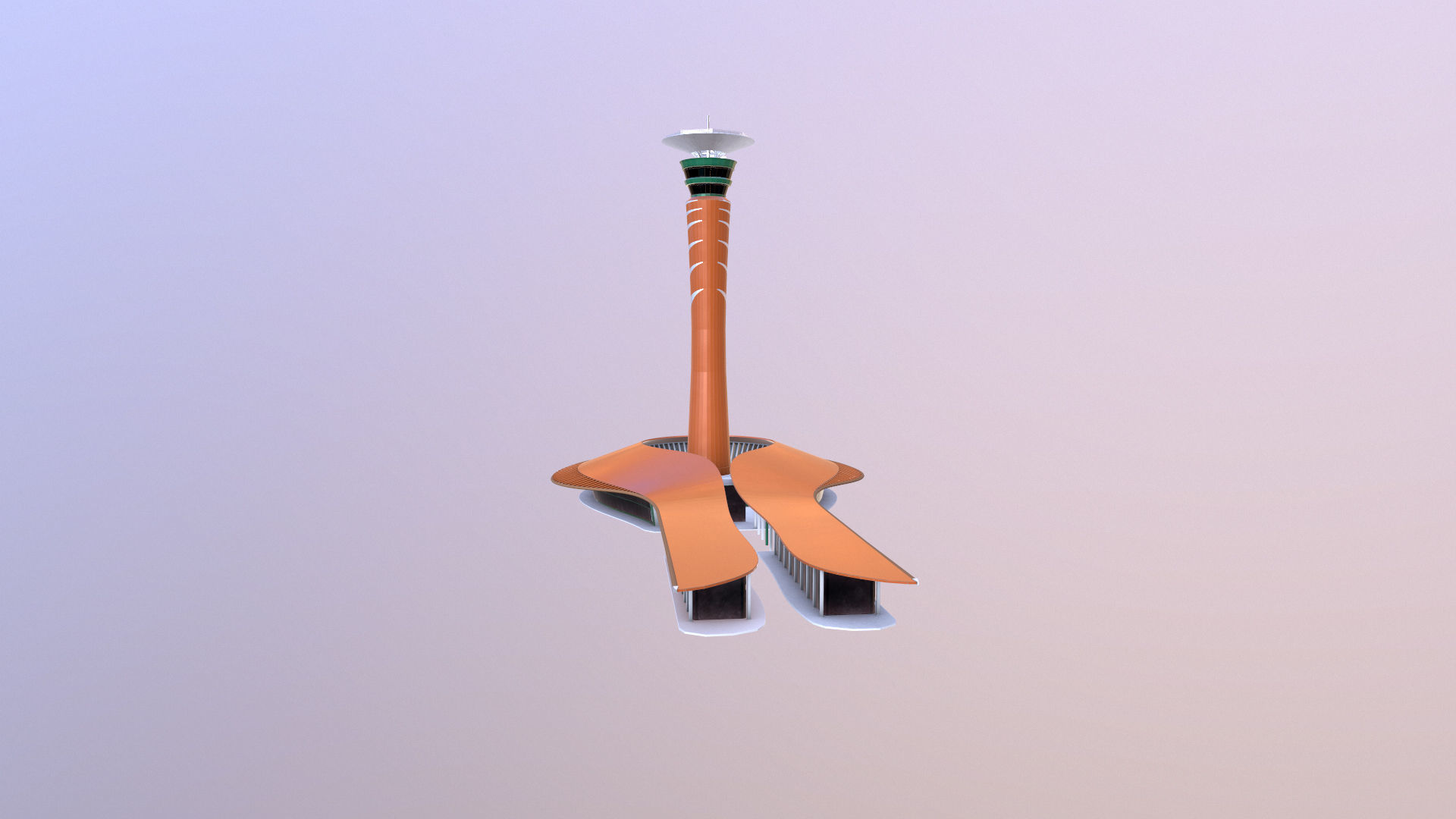 King Abdulaziz Airport Control Tower Low-poly 3D model_7