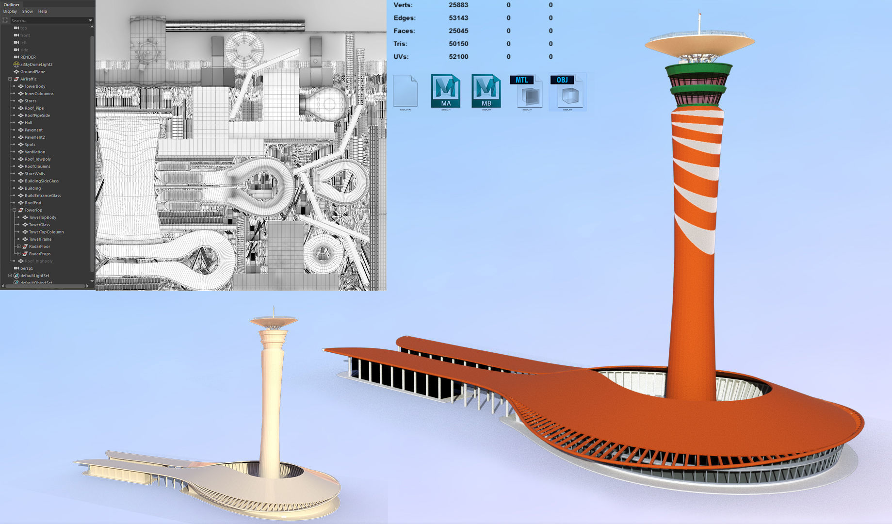 King Abdulaziz Airport Control Tower Low-poly 3D model_20