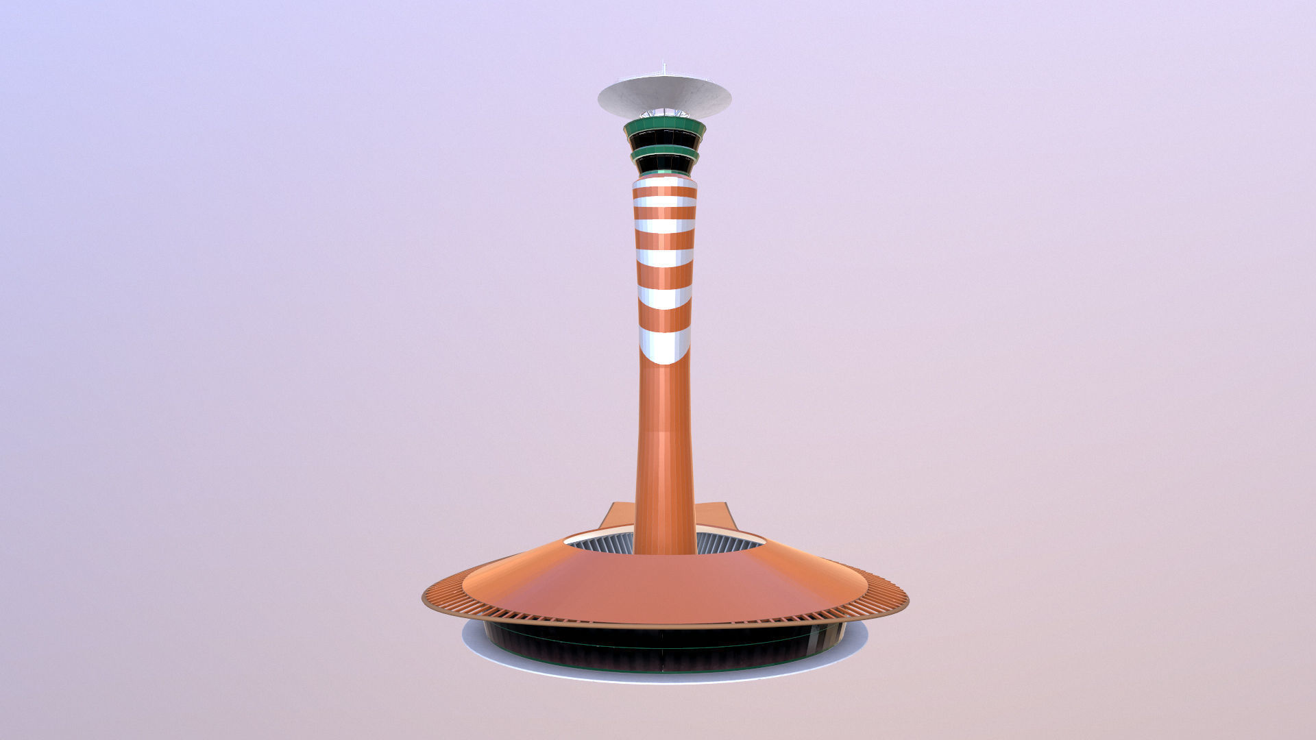 King Abdulaziz Airport Control Tower Low-poly 3D model_4