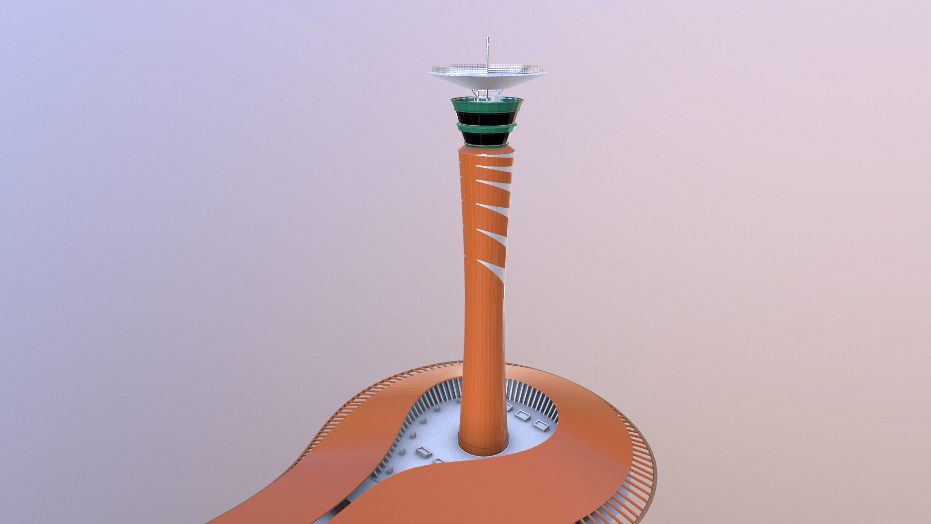King Abdulaziz Airport Control Tower Low-poly 3D model_9