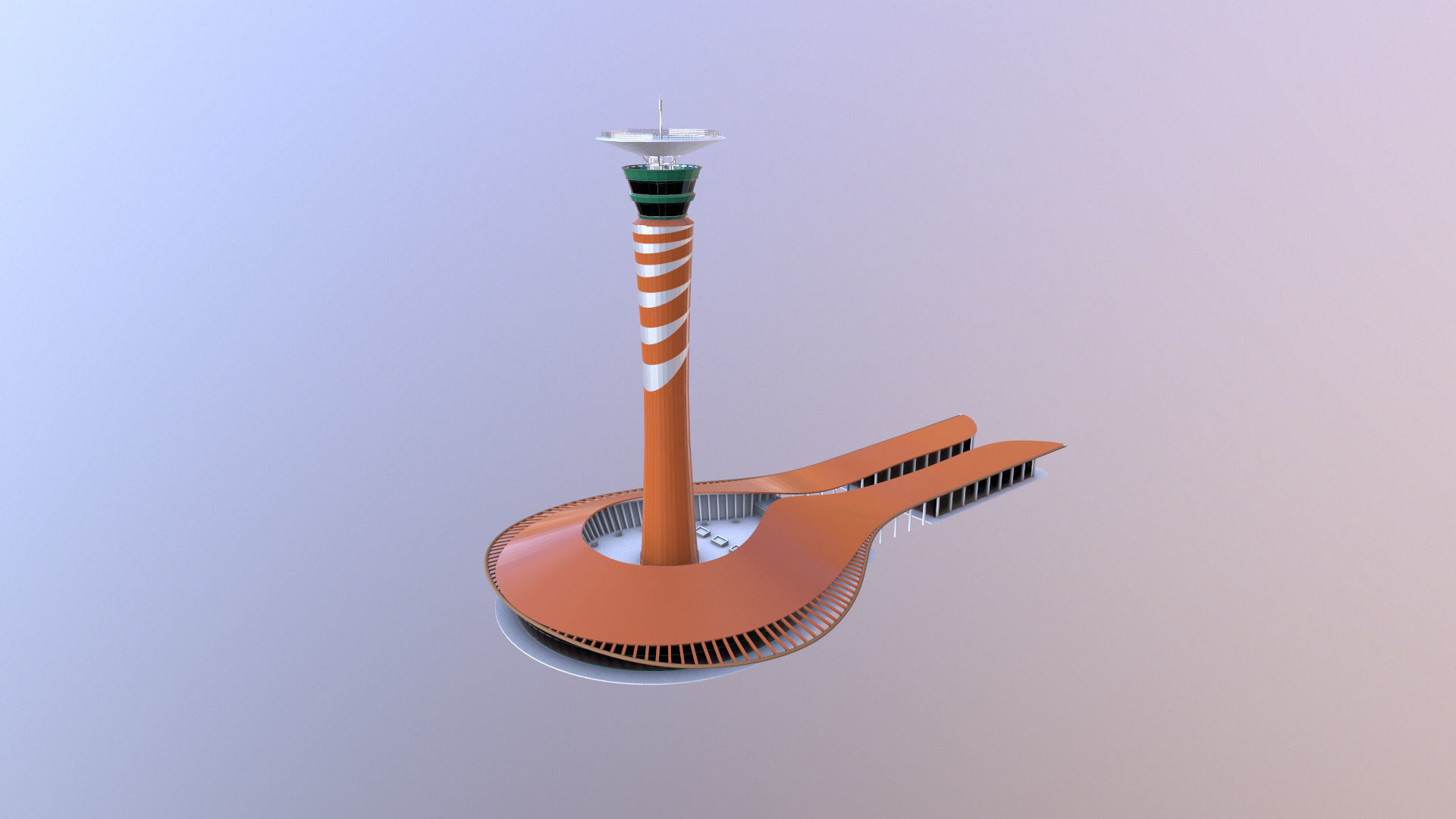 King Abdulaziz Airport Control Tower Low-poly 3D model_3