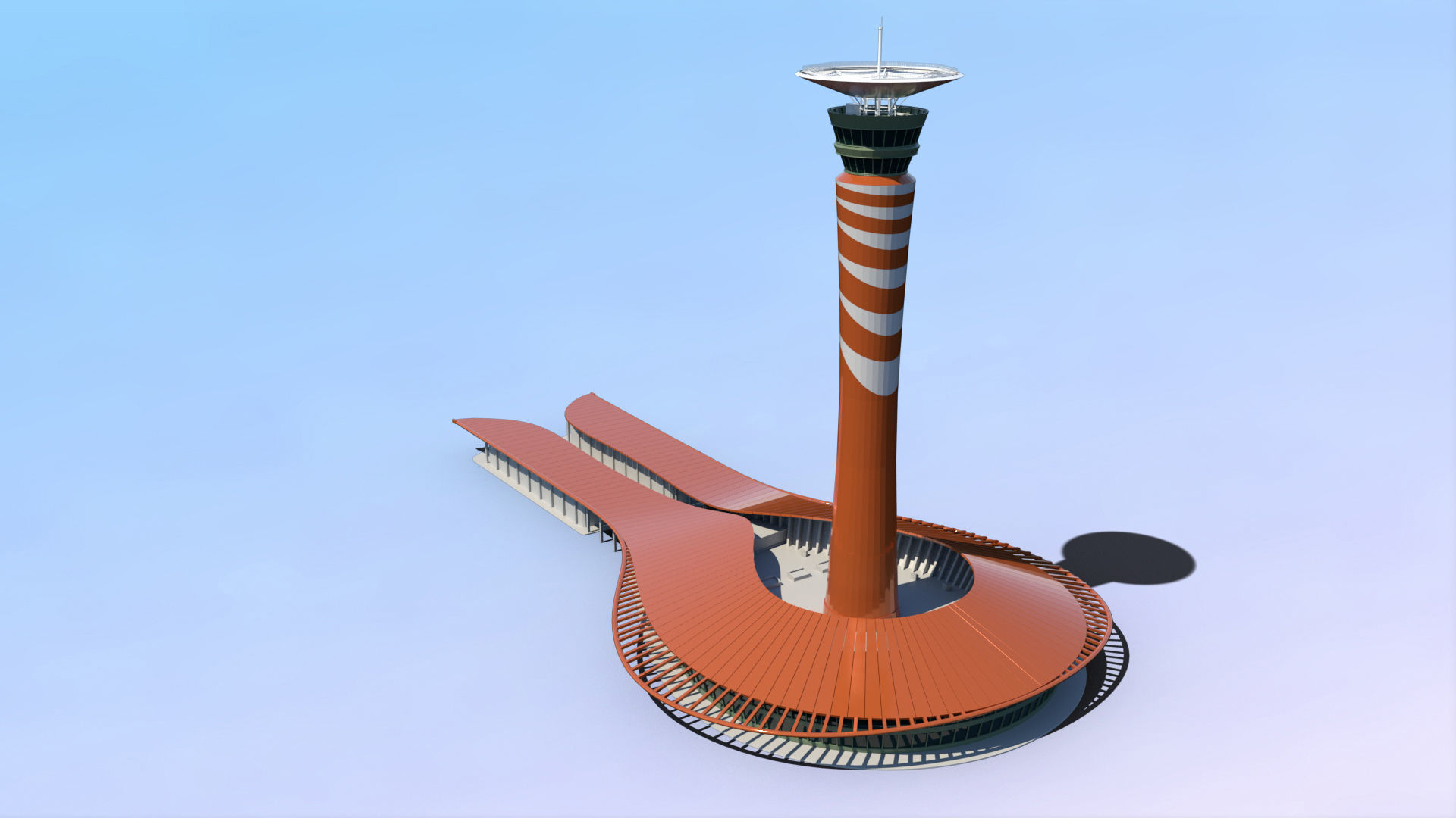 King Abdulaziz Airport Control Tower Low-poly 3D model_13