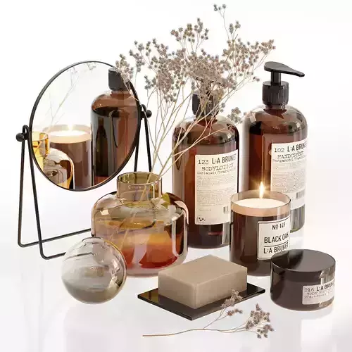 LA Bruket decor set for bathroom with dry flowers