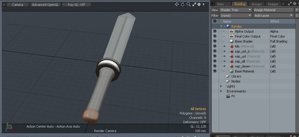 Sword Low-poly 3D model lamp with metal rod hanging from it Free 3D model_12