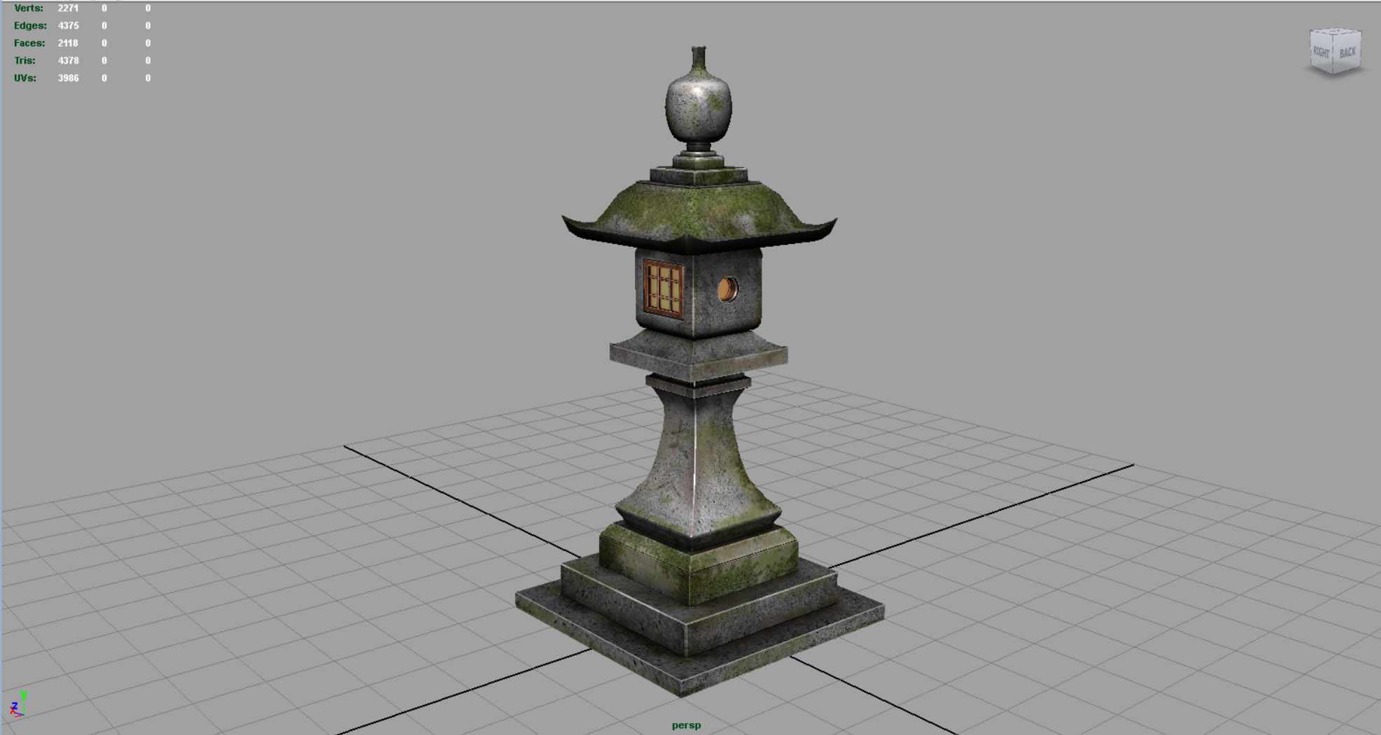 Stone Japanesse latern Tachi-gata Low-poly 3D model_2
