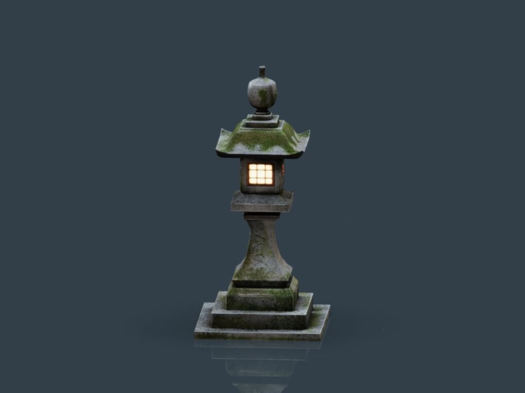 Stone Japanesse latern Tachi-gata Low-poly 3D model_18