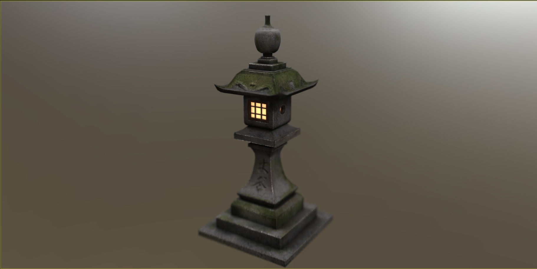 Stone Japanesse latern Tachi-gata Low-poly 3D model_8