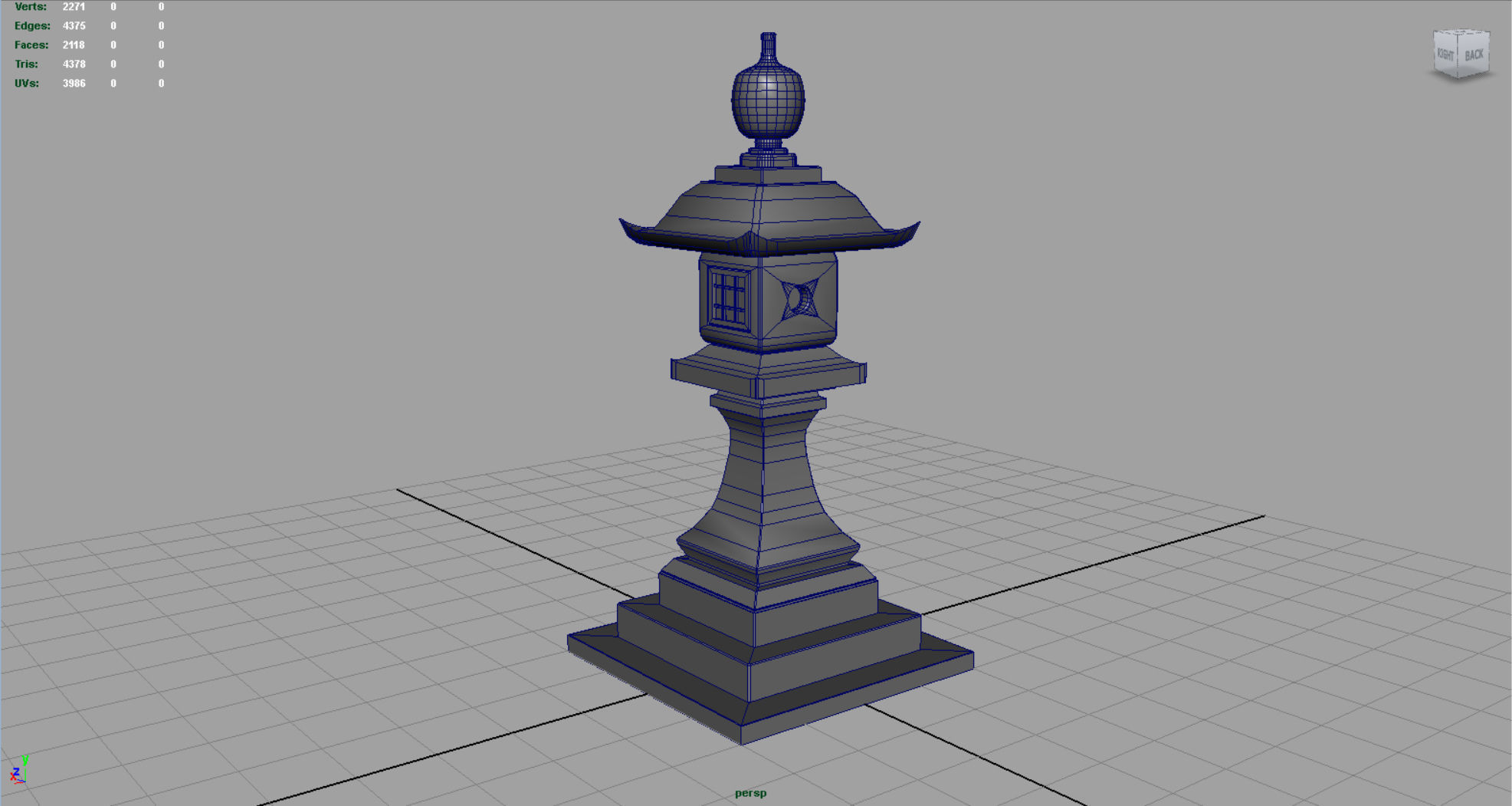 Stone Japanesse latern Tachi-gata Low-poly 3D model_4