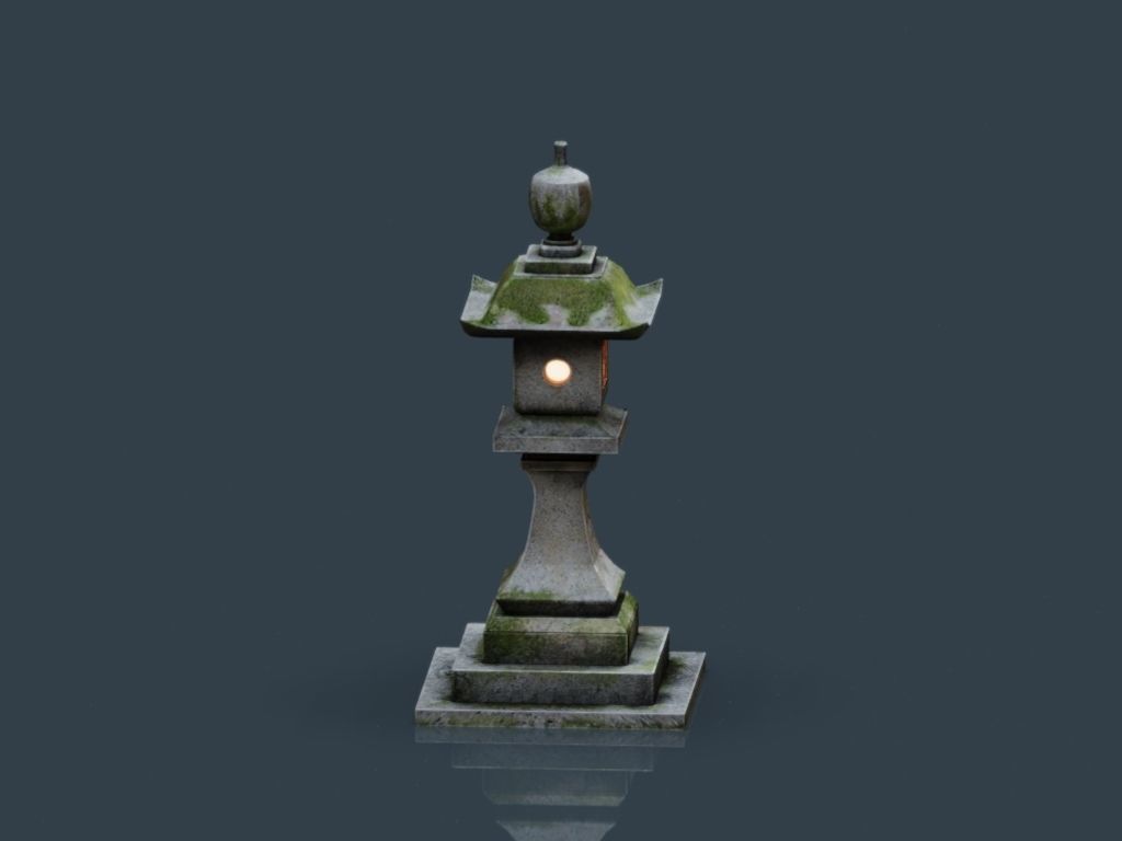 Stone Japanesse latern Tachi-gata Low-poly 3D model_24