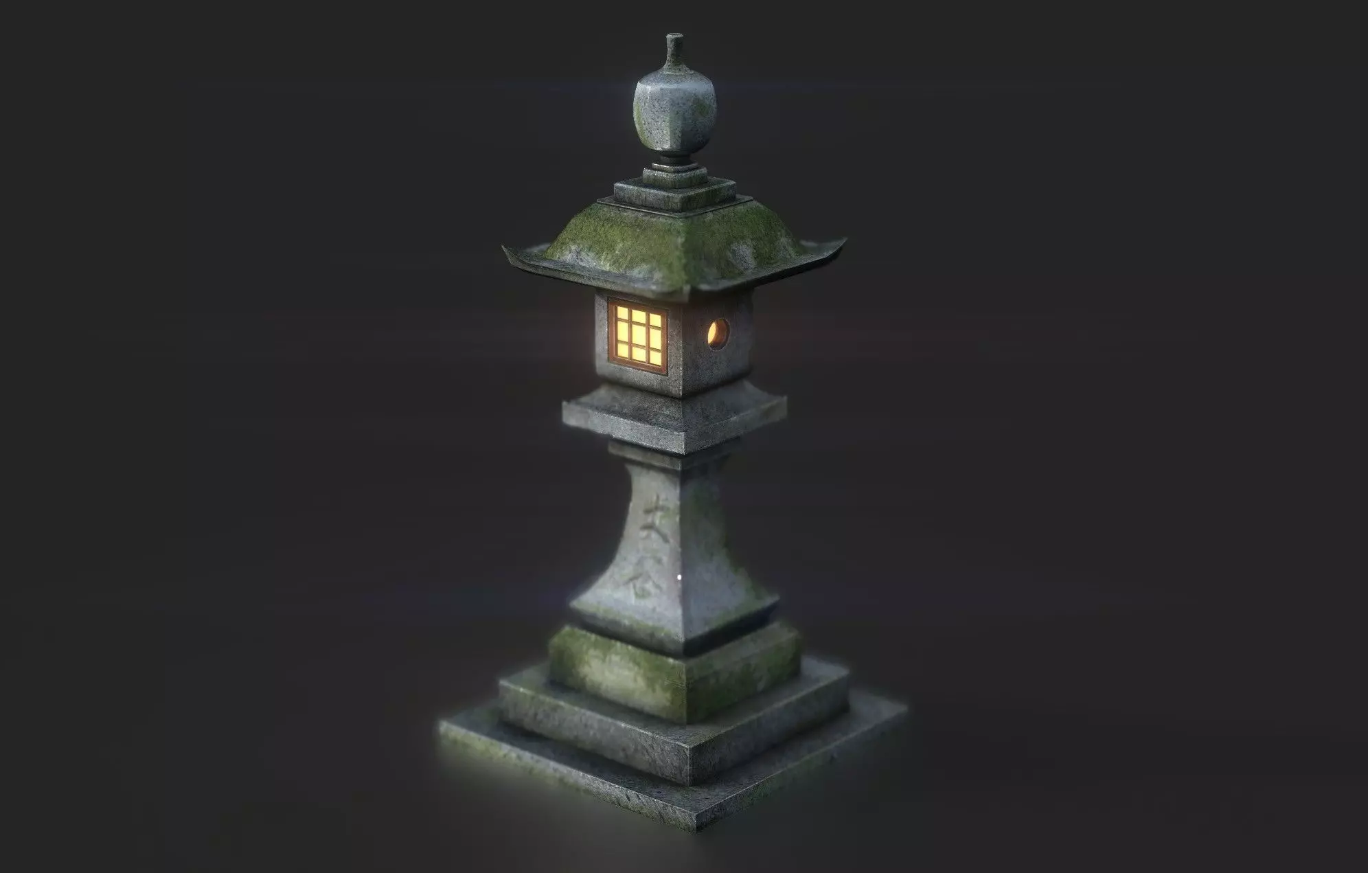 Stone Japanesse latern Tachi-gata Low-poly 3D model_0