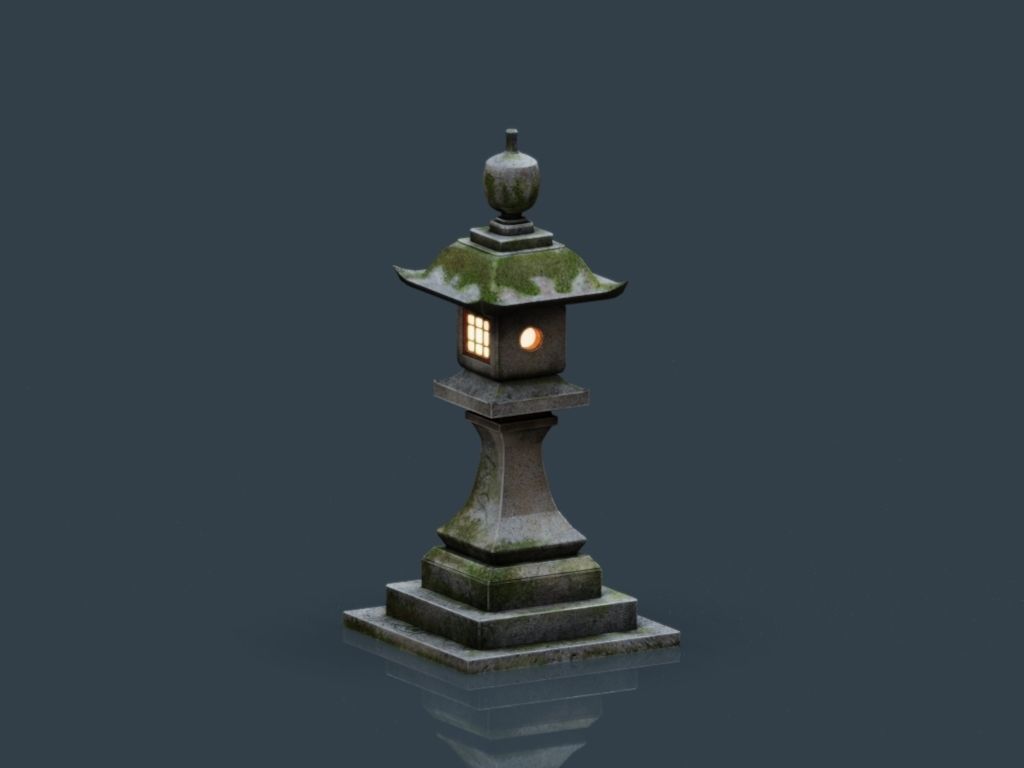 Stone Japanesse latern Tachi-gata Low-poly 3D model_22