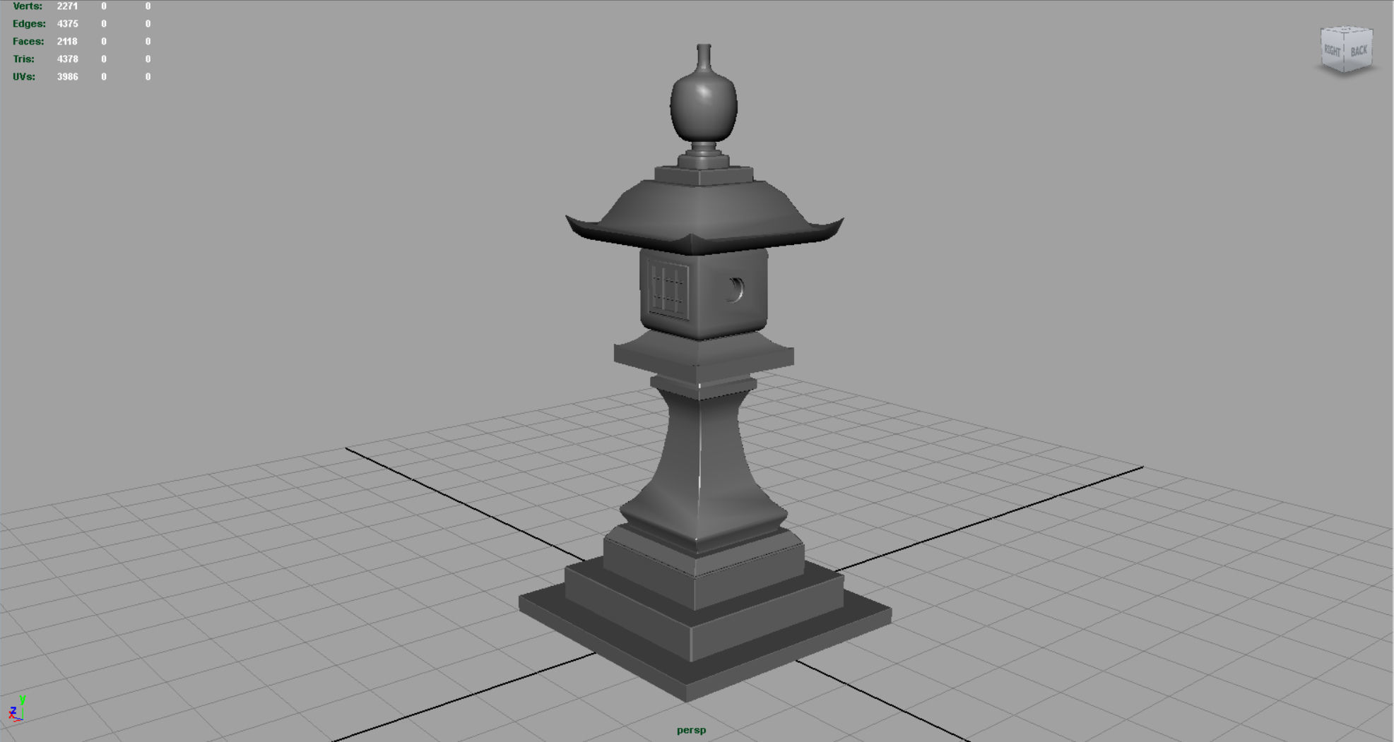 Stone Japanesse latern Tachi-gata Low-poly 3D model_3