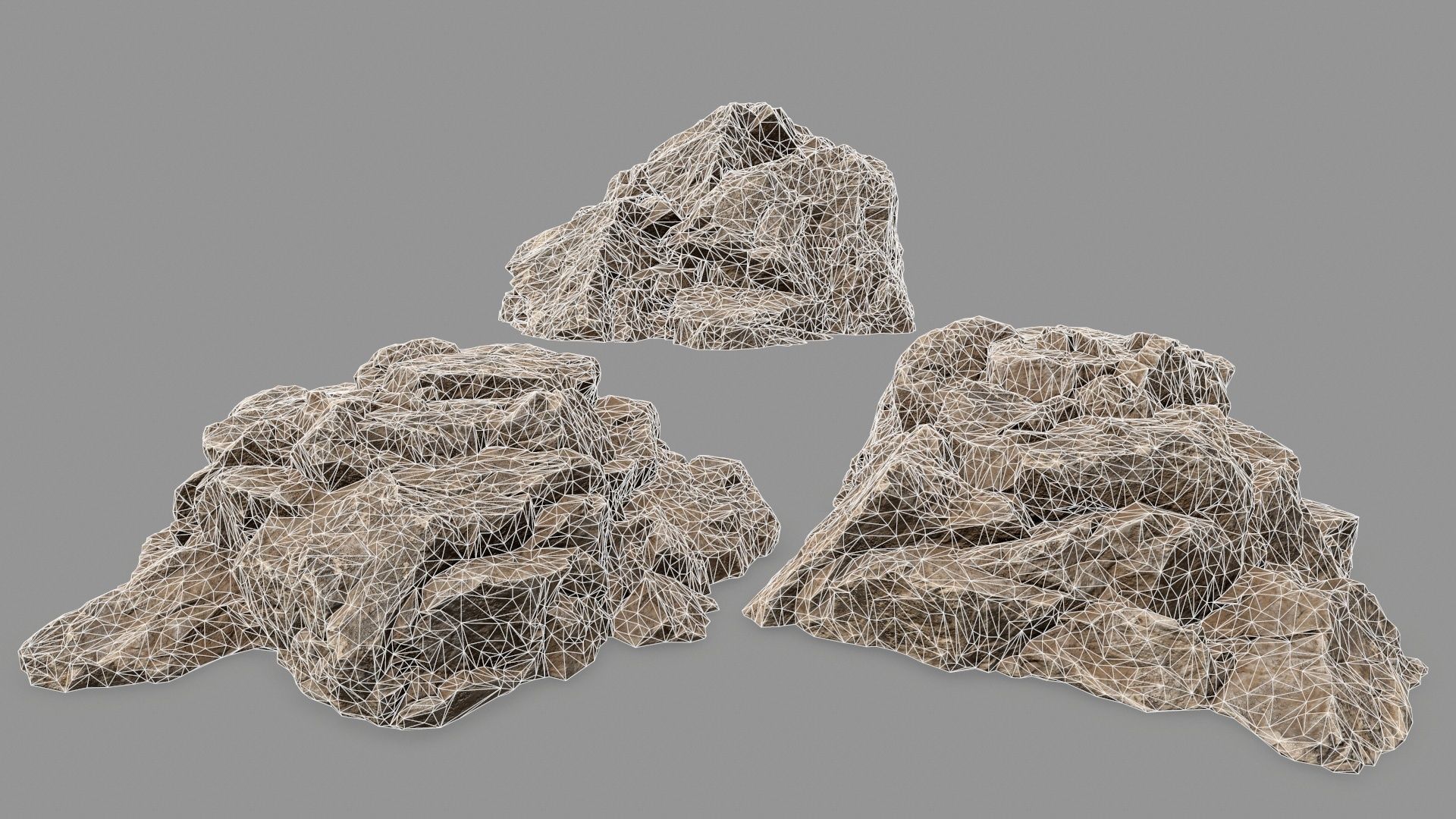 Rock Set mountain of rocks Low-poly 3D model_2