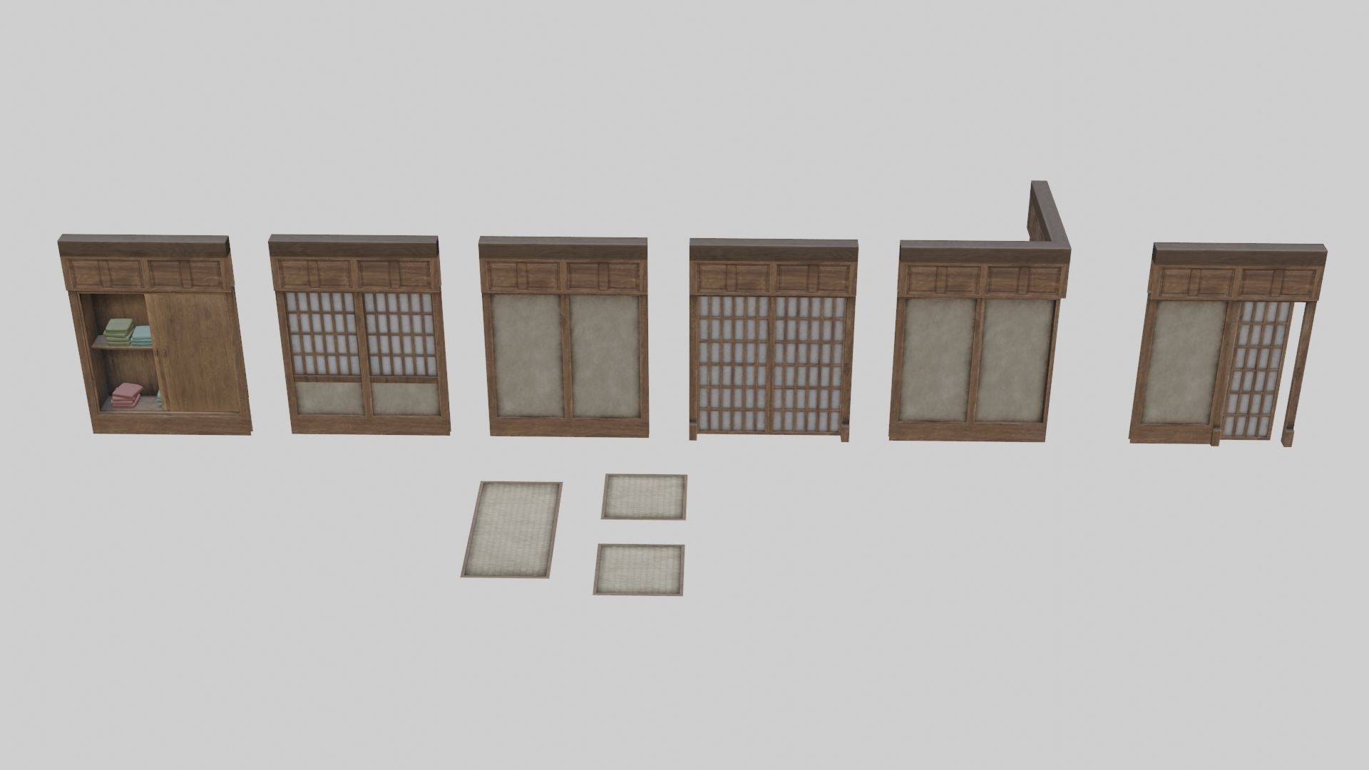 Low Poly Modular Japanese House With PBR Materials Low-poly 3D model_5