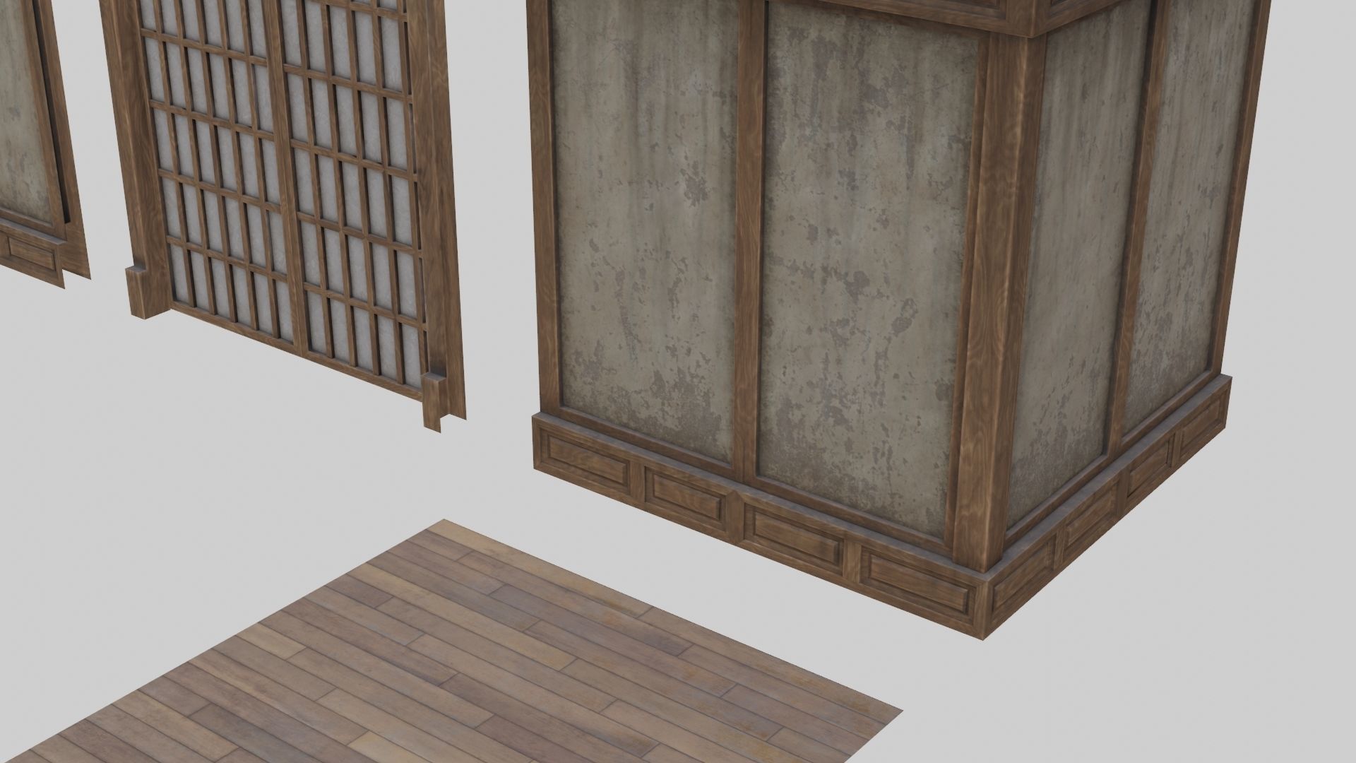 Low Poly Modular Japanese House With PBR Materials Low-poly 3D model_4