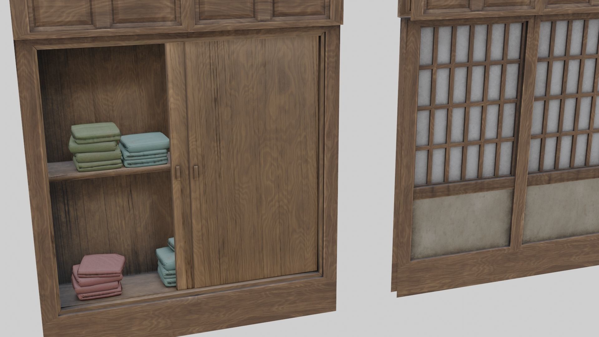 Low Poly Modular Japanese House With PBR Materials Low-poly 3D model_7