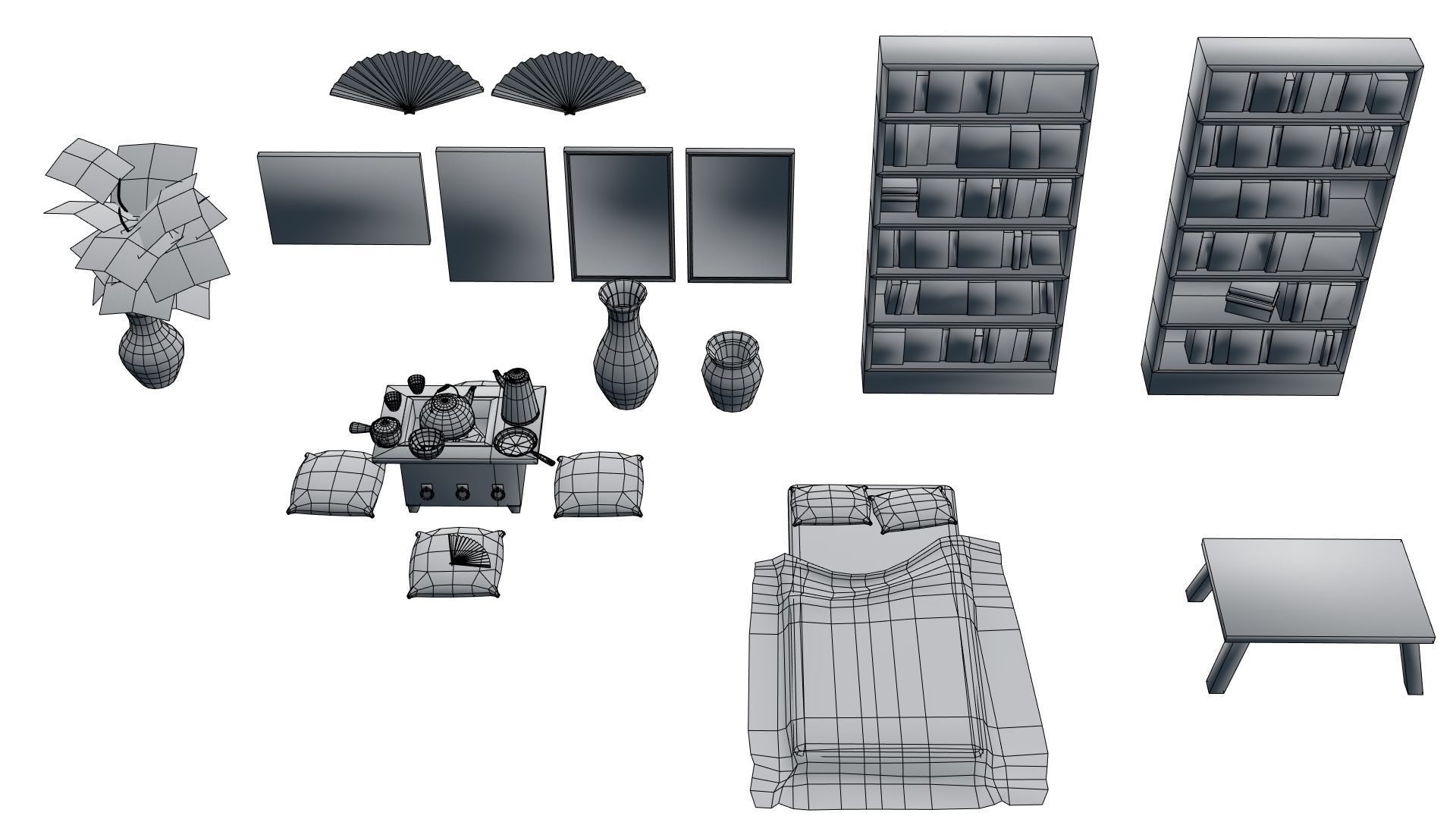 Low Poly Modular Japanese House With PBR Materials Low-poly 3D model_94
